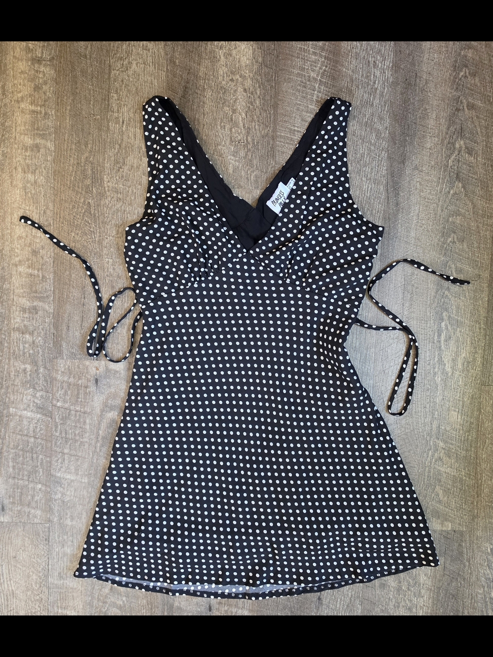 Princess Polly X Asos Nellie Mini Dress Womens 6 Black & White Polka Dot Pinup - Picture 6 of 12